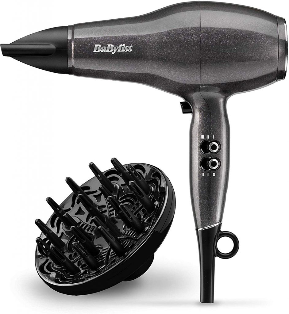 Image of the Babyliss Platinum Diamond hairdryer with diffuser