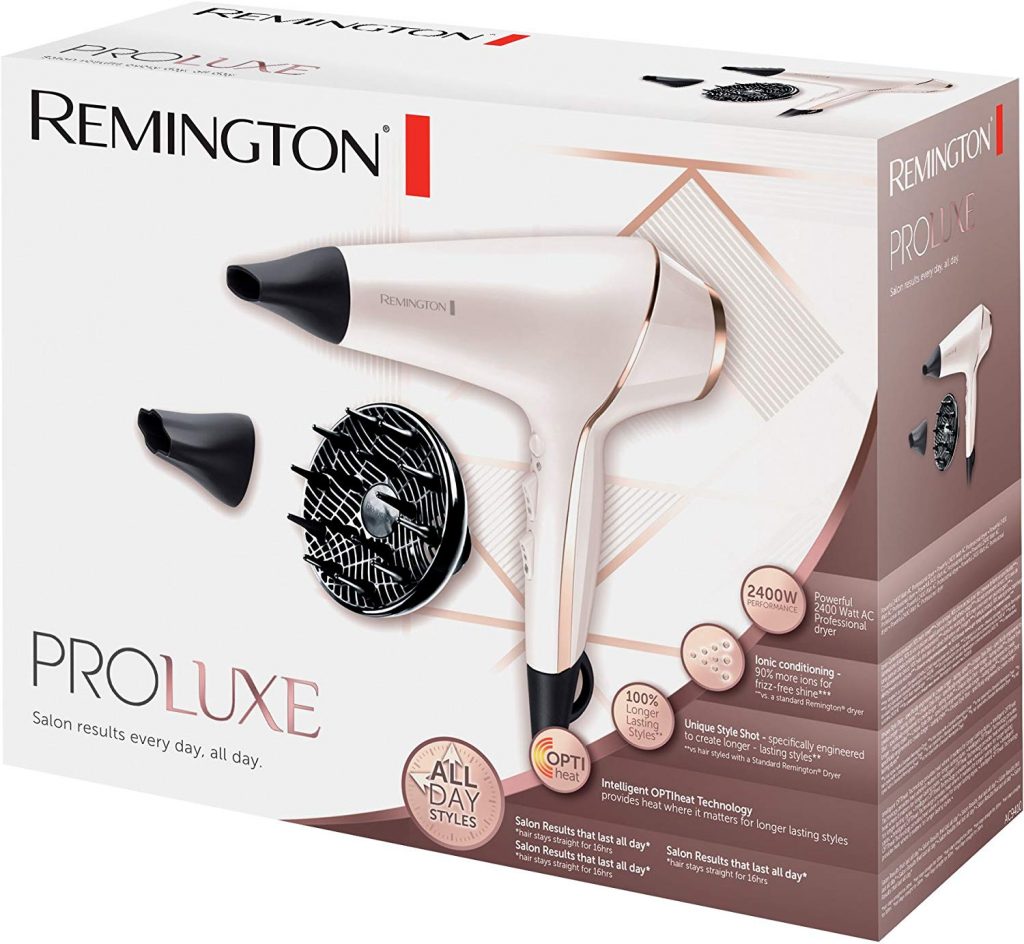 Image of the boxed Remington Proluxe hairdryer