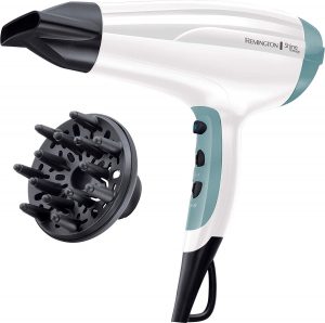 image of the white remington shine blow dryer