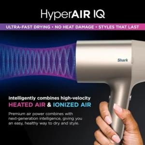 Image of the Shark Style iQ Hyperair hair dryer and its settings & features